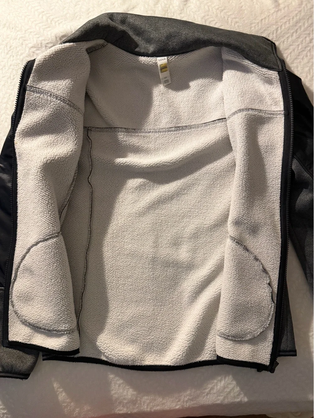 Lolë Montreal Gray & Black Mixed Media Fleece Full-Zip Jacket - Size Small